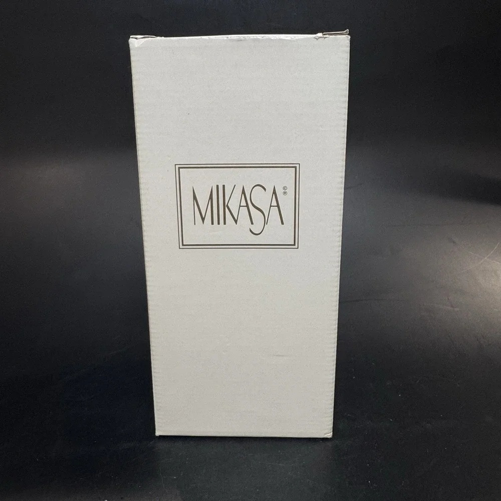 Vintage Mikasa Austria Jamestown Gold Rim Crystal Flower Bud Vase w‎ Box T2703